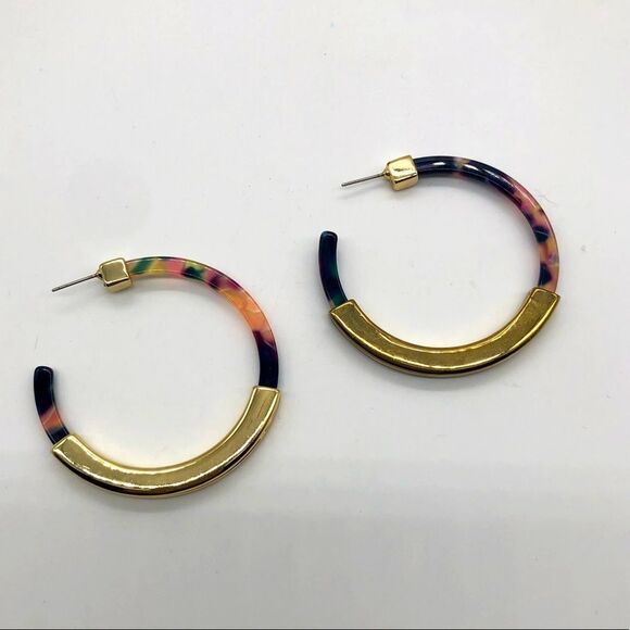 BaubleBar Jewelry - Baublebar Half Hoop Earrings combo Lucite/GoldTone